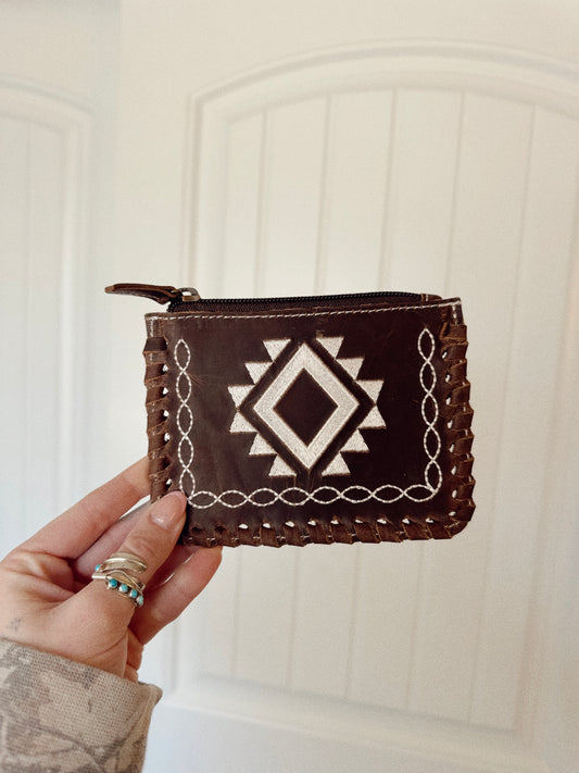 Western Leather Coin Pouch - Hand Stitched Leather