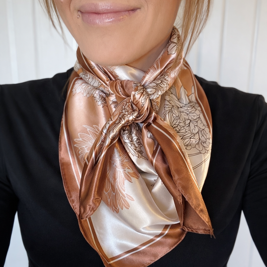 Brown and Tan Floral Wild Rag - Scarf