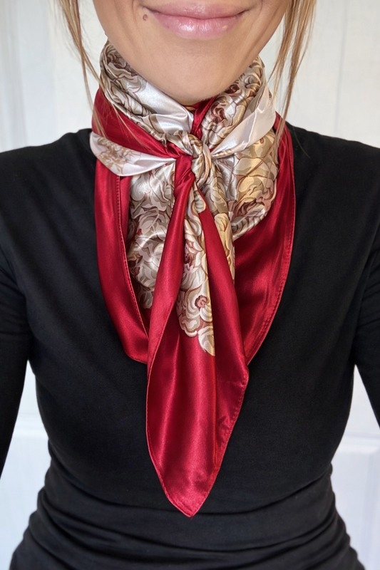 Red & Wine Floral Wild Rag - Scarf