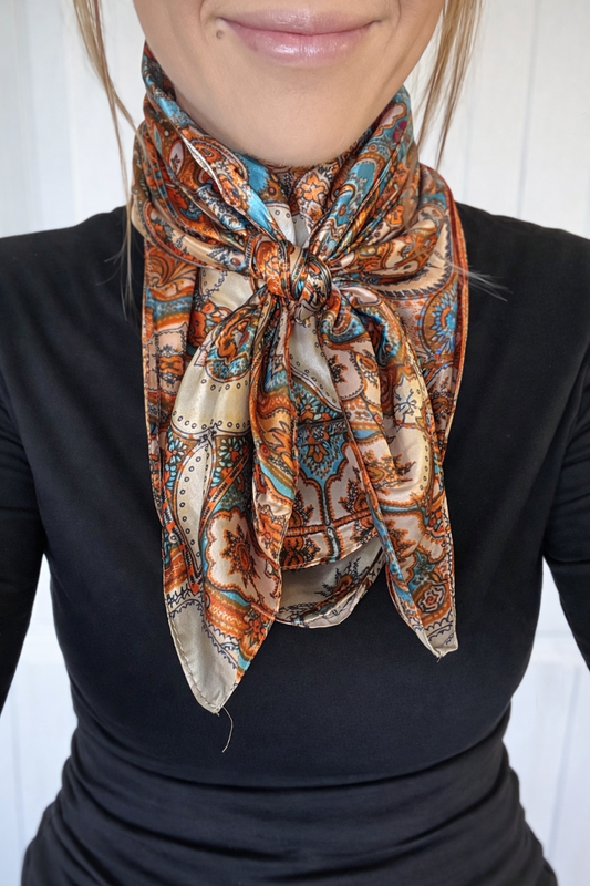 Tan & Cream Paisley Wild Rag - Scarf