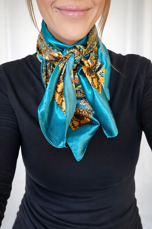 Teal Tone Paisley Wild Rag - Scarf