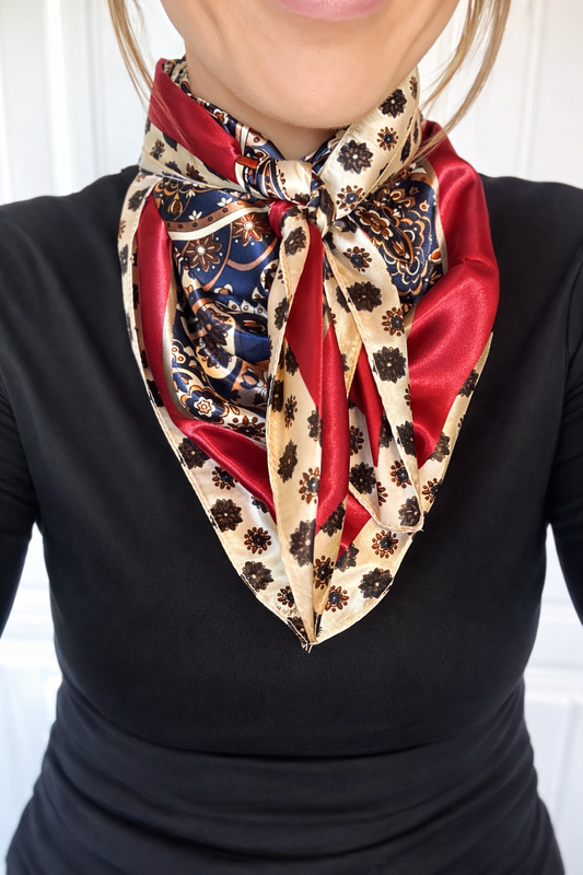 Navy & Cream Paisley Wild Rag - Scarf