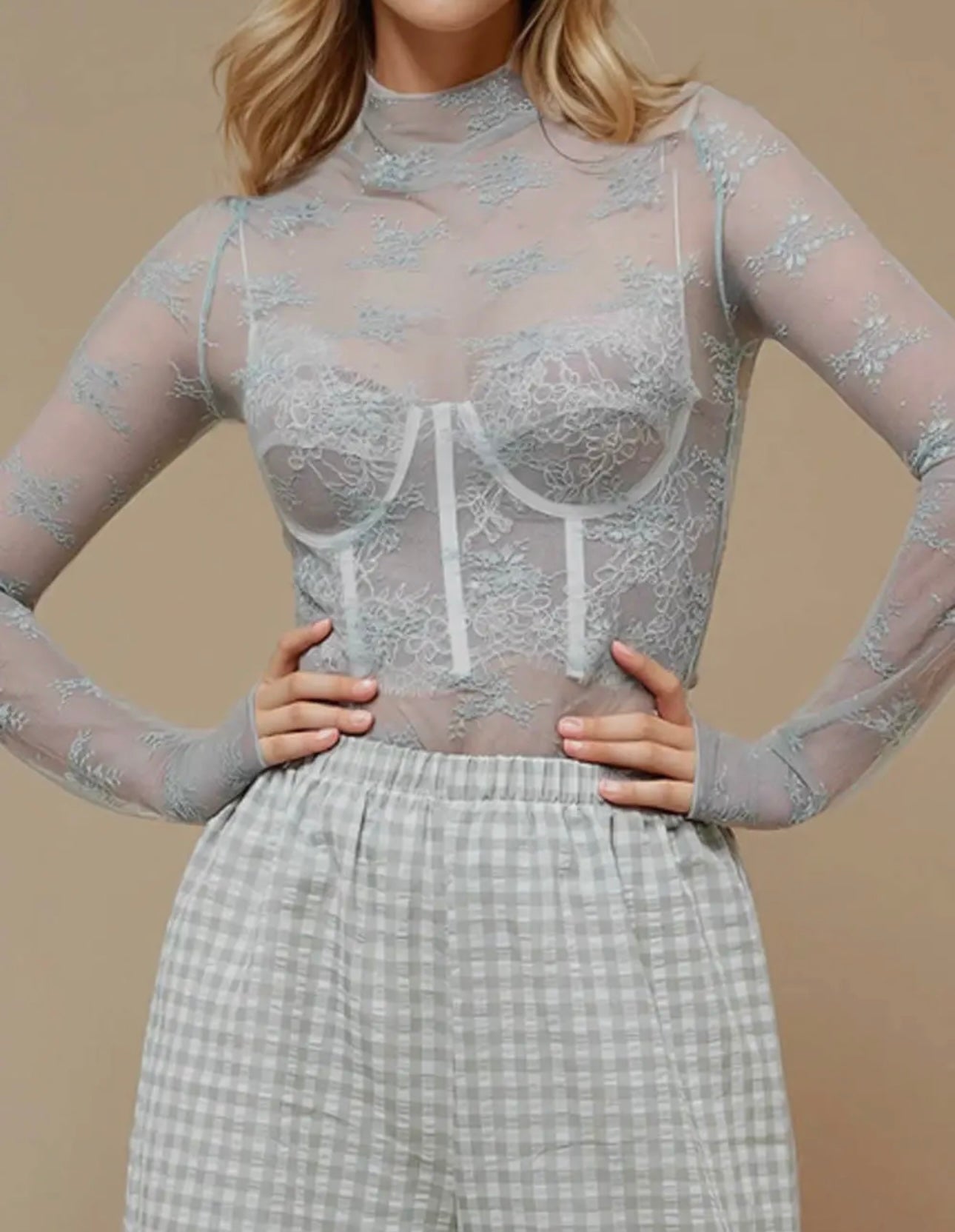 Floral Lace Sheer Mesh Top