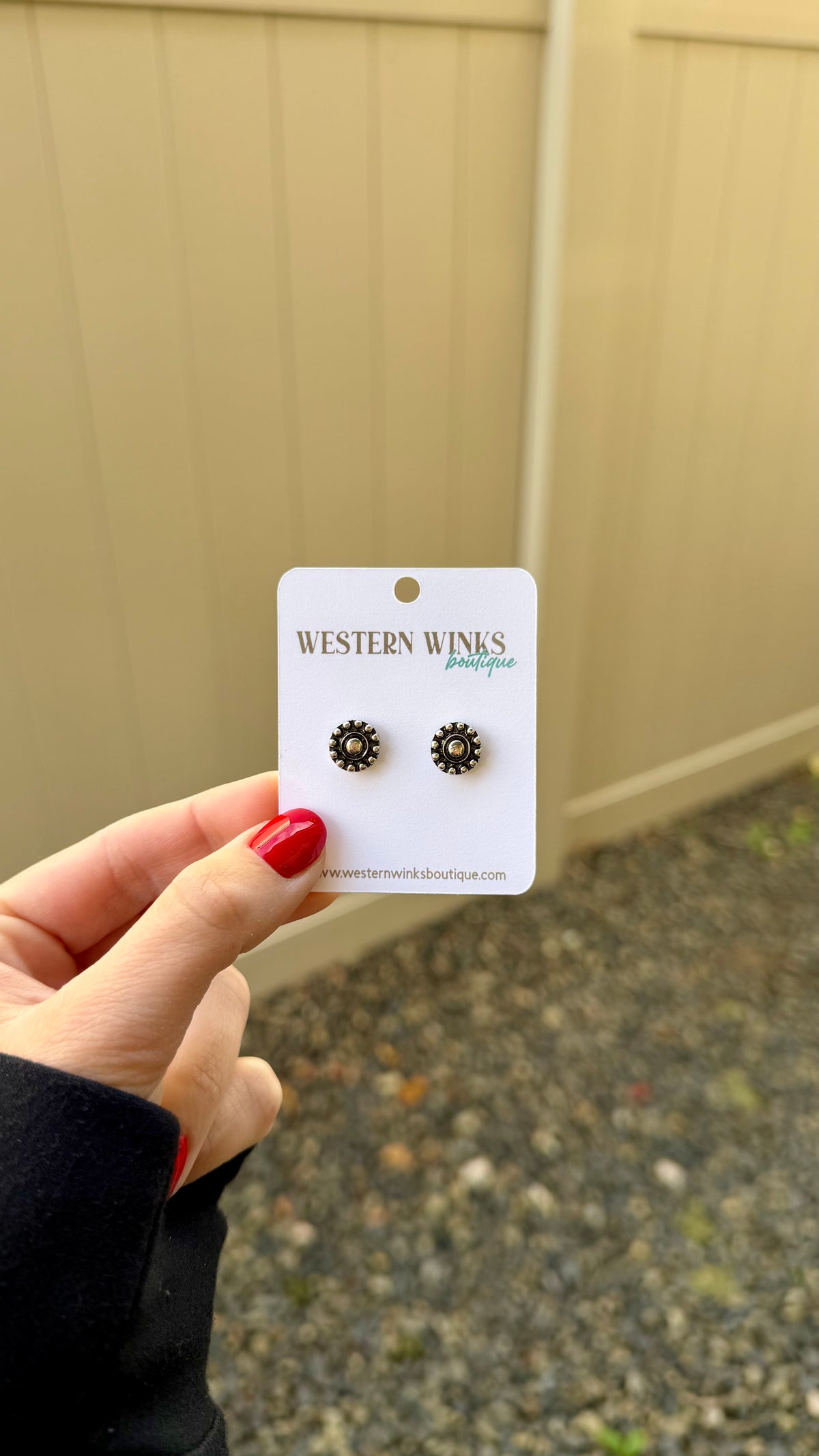 Silver Sunburst Concho Stud Earrings