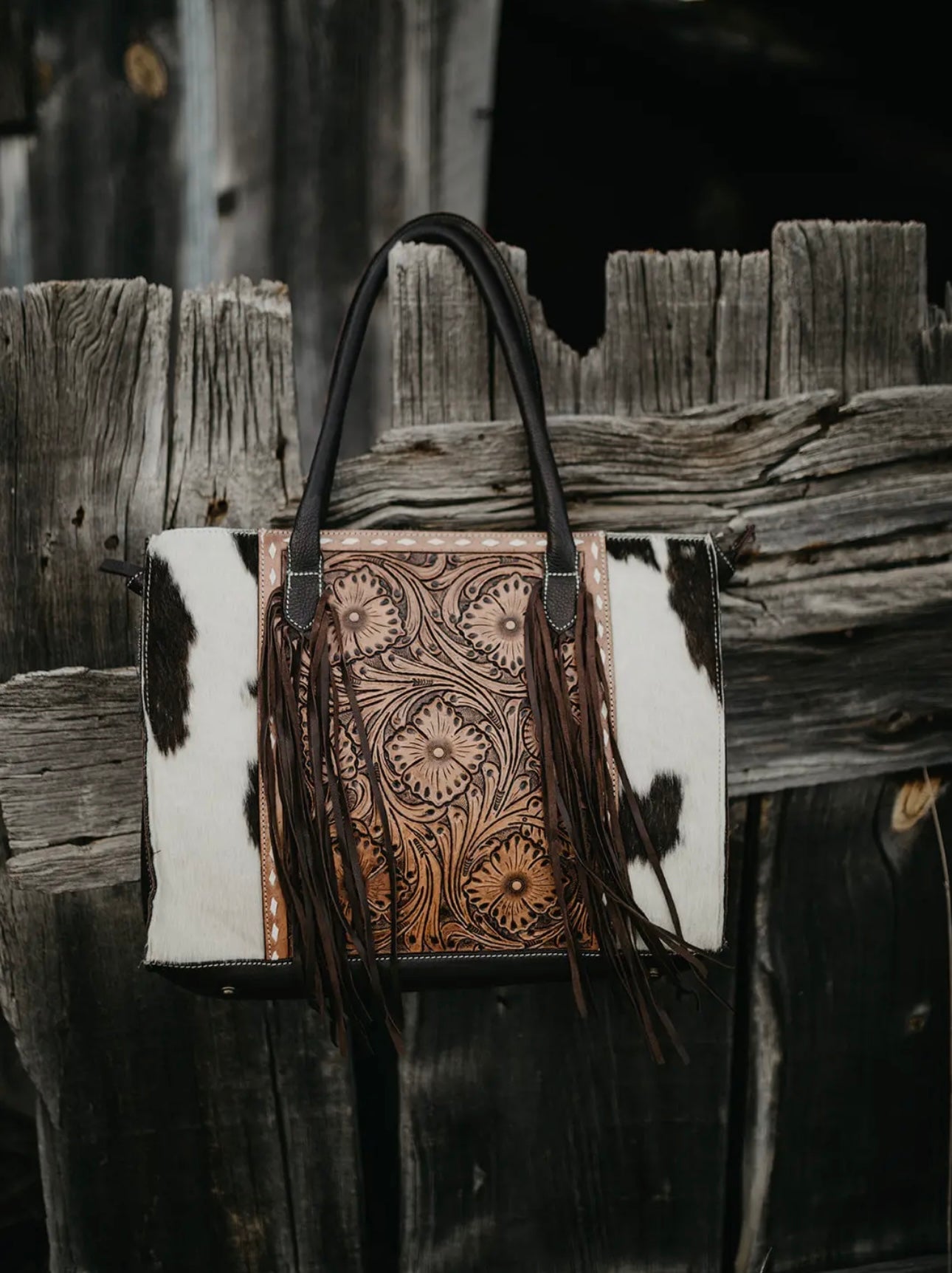 The Clementine Cowhide Leather Tooled Tote