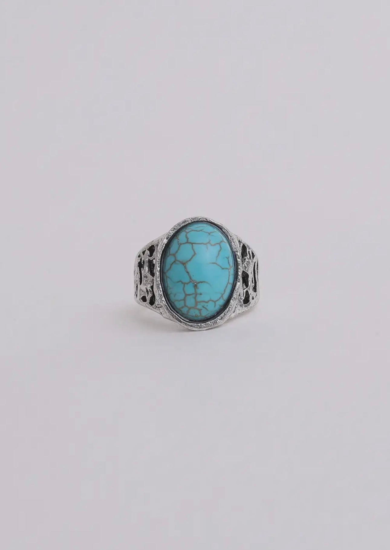 Bohemian Oval Cut Adjustable Turquoise Ring