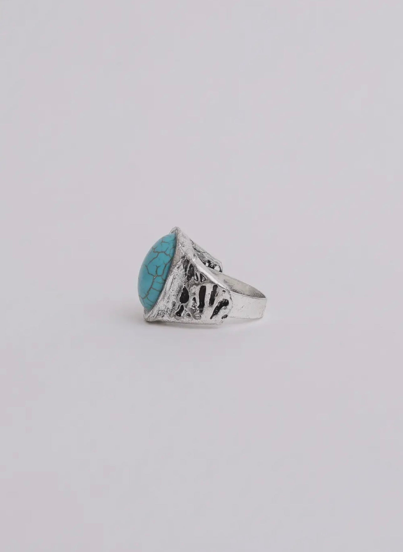 Bohemian Oval Cut Adjustable Turquoise Ring