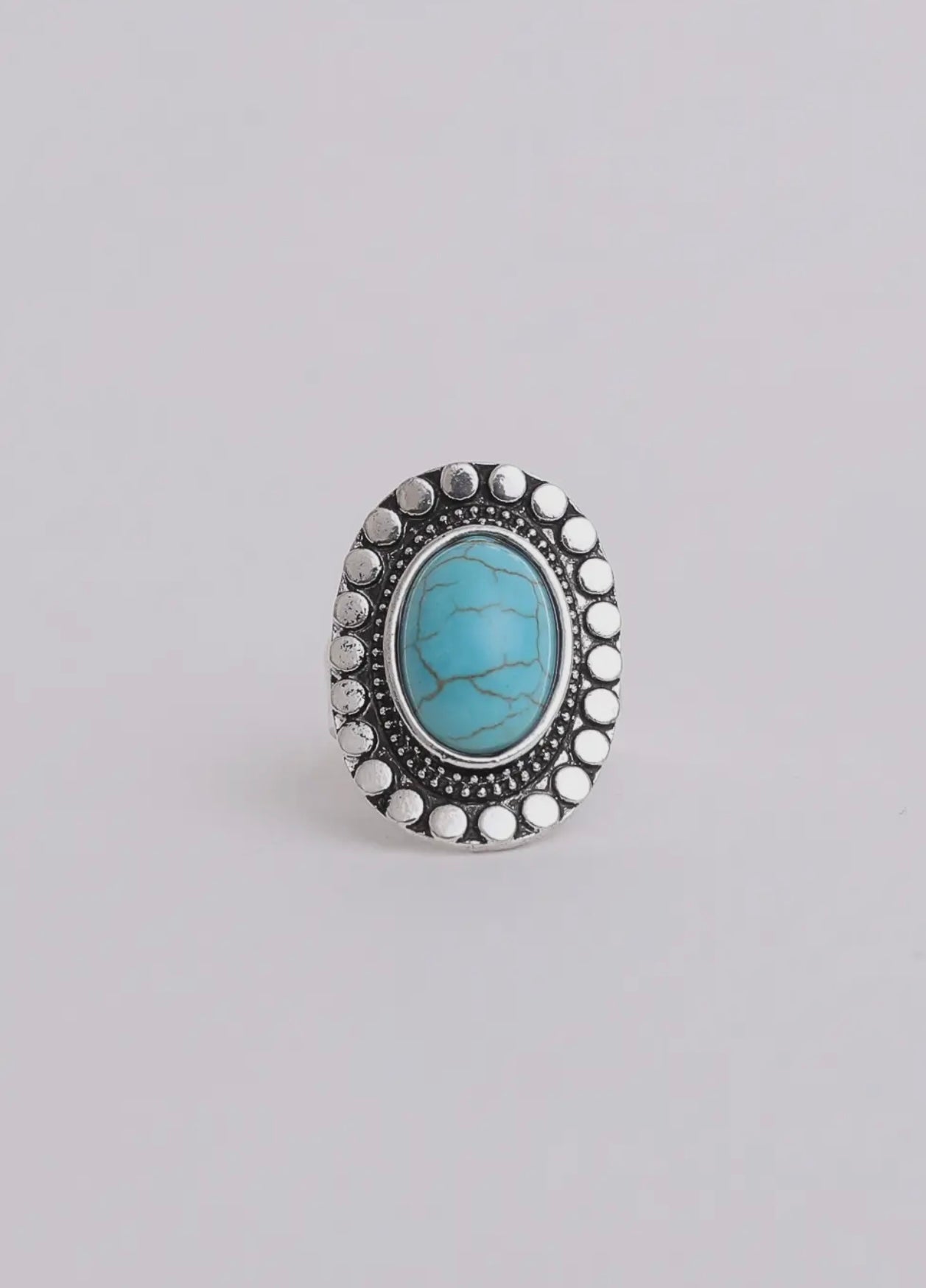 Oval Cut Adjustable Turquoise Ring