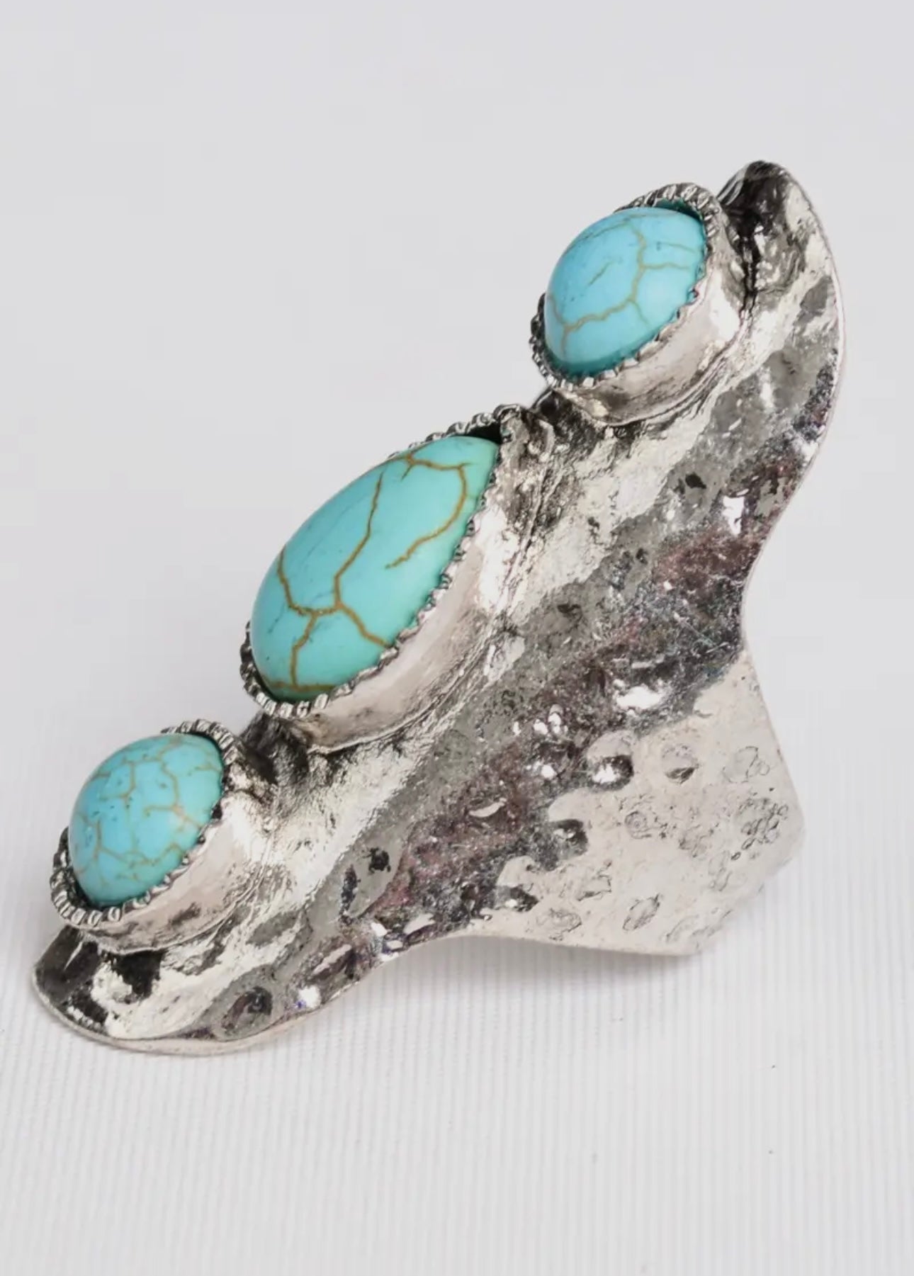 Waterfall Droplet Turquoise Stone Silver Ring