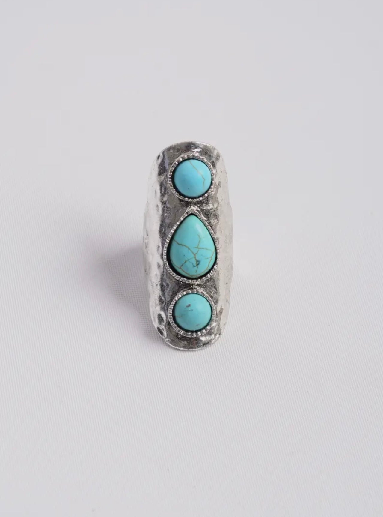 Waterfall Droplet Turquoise Stone Silver Ring