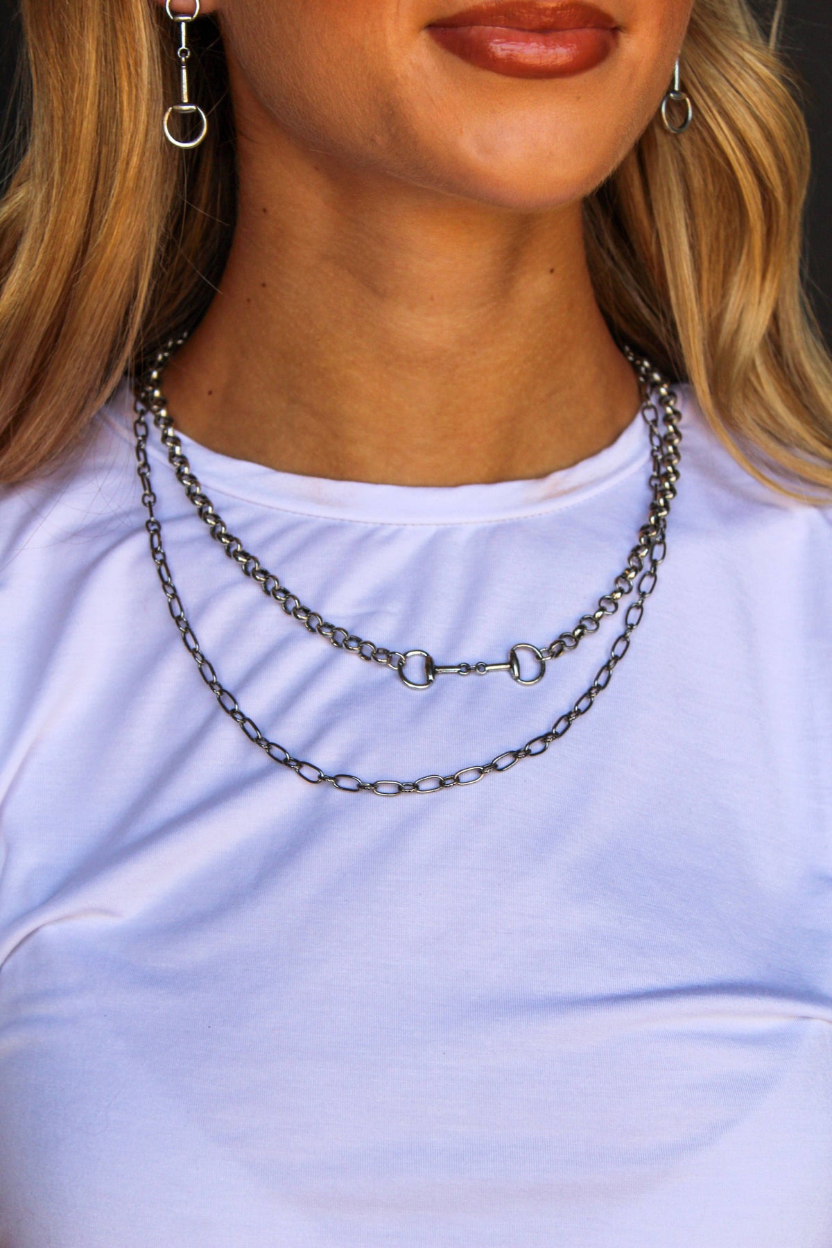 18K Gold Plated Layered Equestrian Bit Necklace