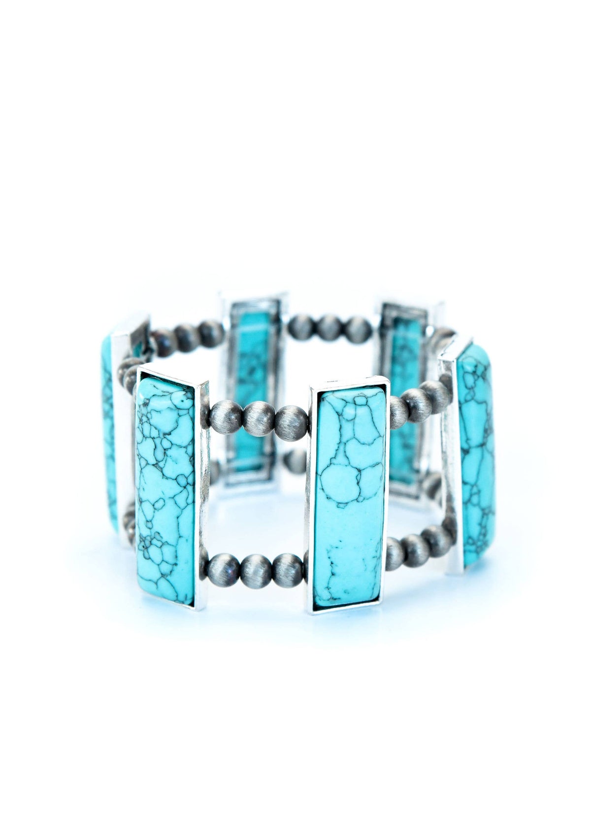 Turquoise Bar & Navajo Pearl Stretch Bracelet