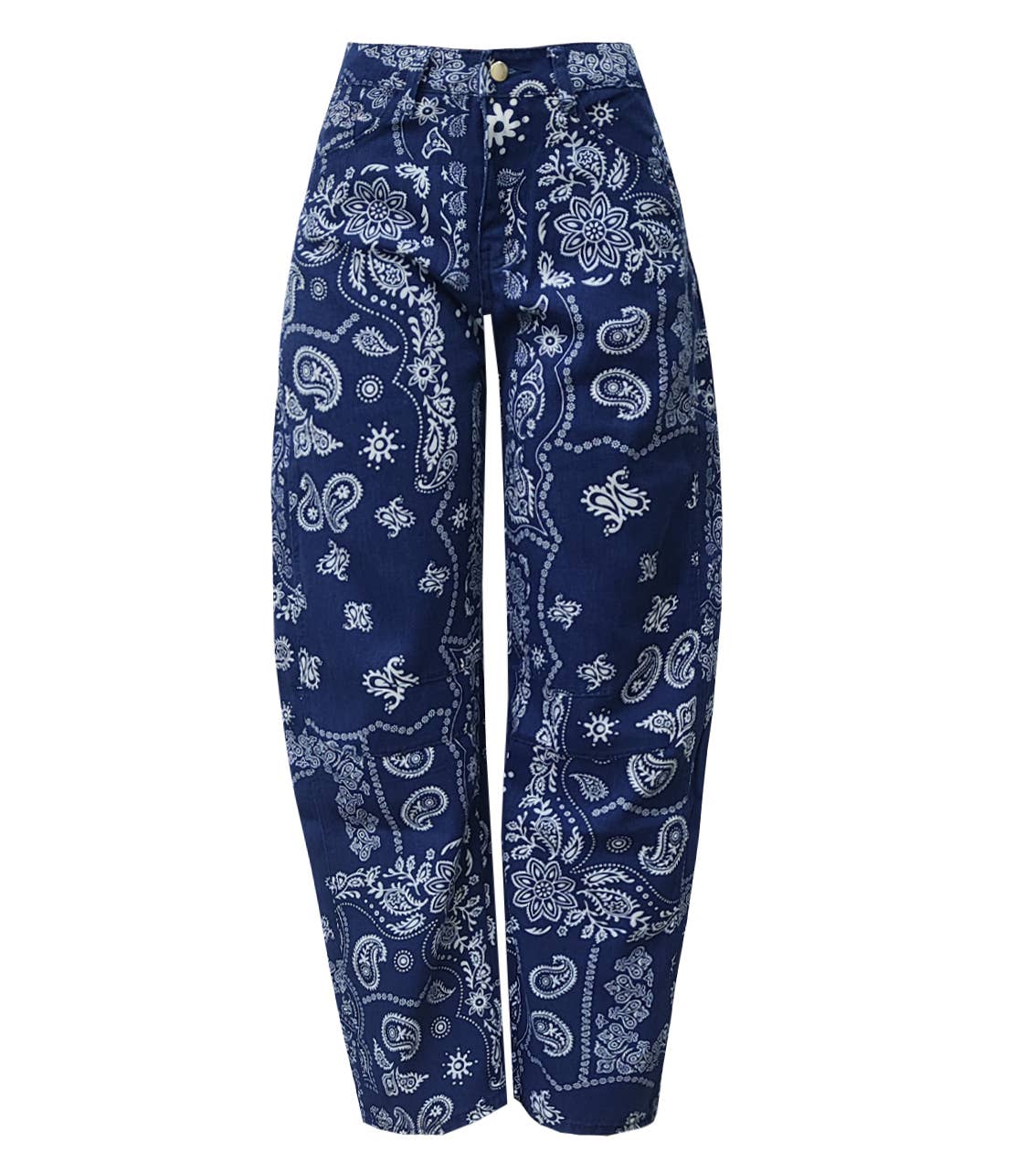 Denim Western Ethnic Paisley Print Jeans
