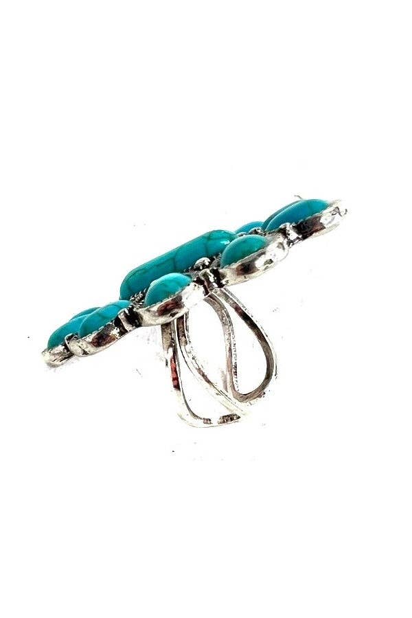 Western Turquoise Bloom Cuff Ring