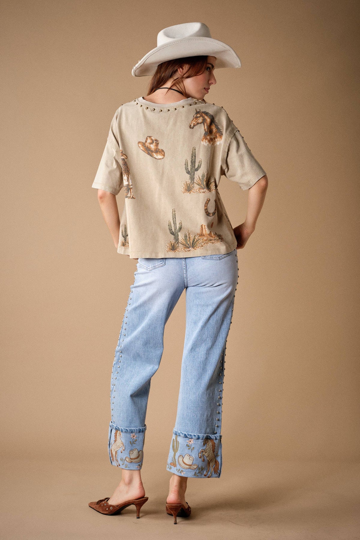 Western Graphic Studded Oversized Tee