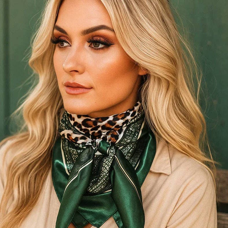 Green Animal Print Wild Rag - Scarf