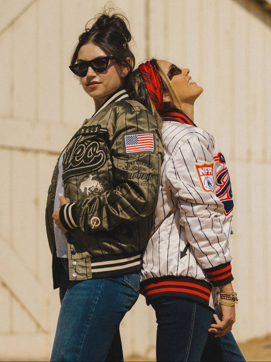 Olive Pinstripe NFR Bomber Jacket