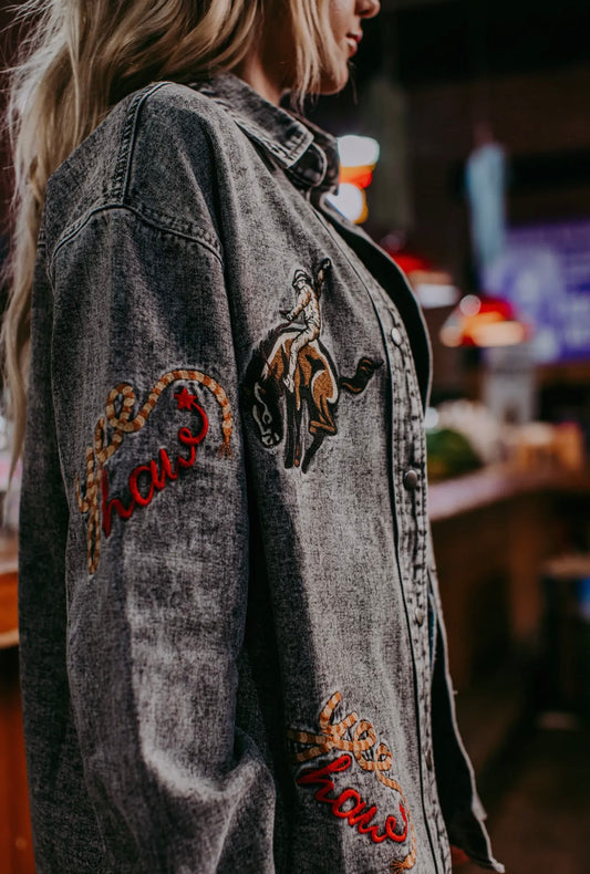 Wild West Embroidery Denim Shacket